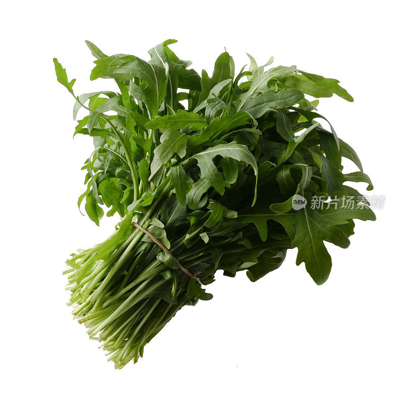 从每周的市场上新鲜的一束rucola -孤立的白色